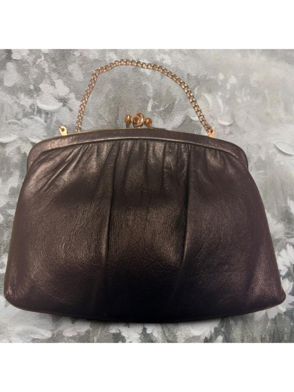 Vintage 60s Black Leather Ande Double Compartment...
